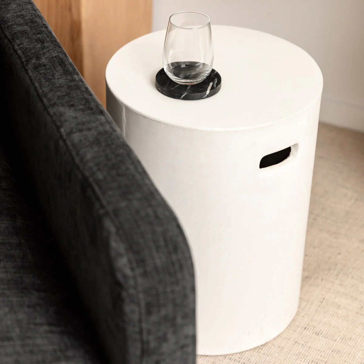 Concrete Pipe Side Table/Stool - White - Image 2