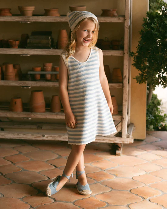 Crochet Tank Mini Dress - Blue Stripe - Image 4