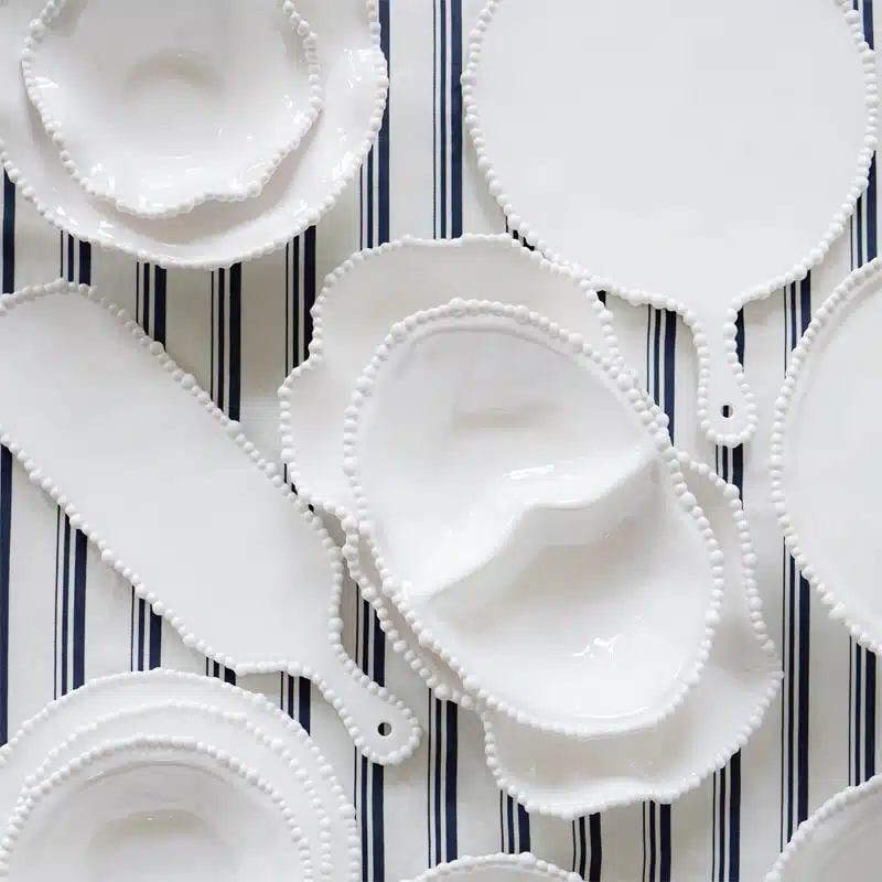 Melamine Pearl Platter Handle Round - White - Image 3