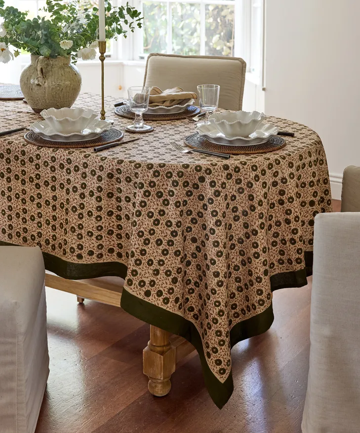 Odette Handblock Cotton Tablecloth - Image 2