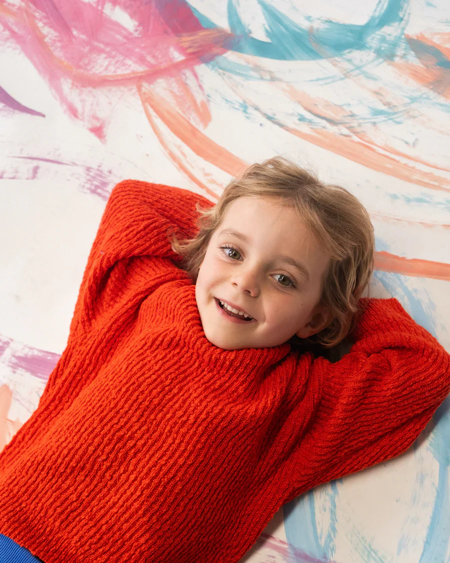 Organic Textured Knit Pull Over - Sauce - Image 2
