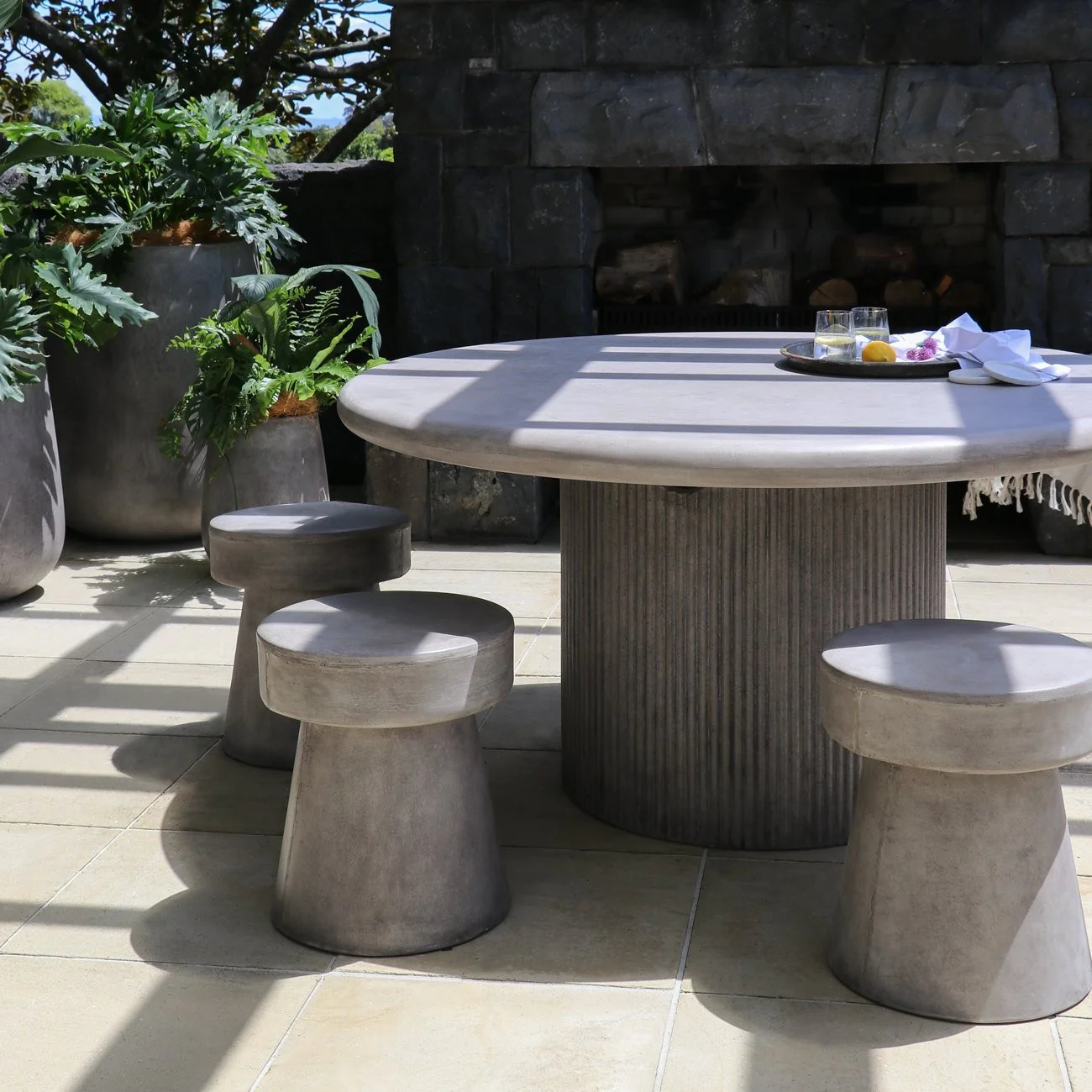 Patras Round Concrete Table - Grey - Image 2