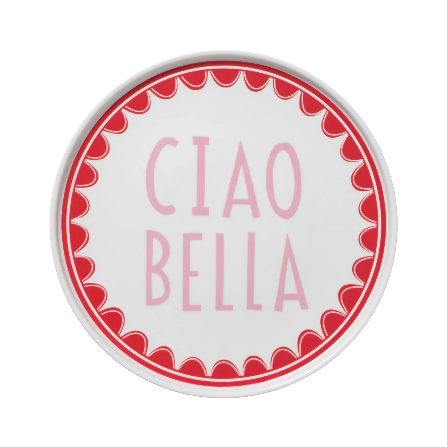 Ciao Bella Plate Red Scallop Boarder