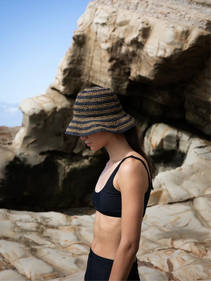 So Relaxed Sunhat - Black & Moss Stripes - Image 3