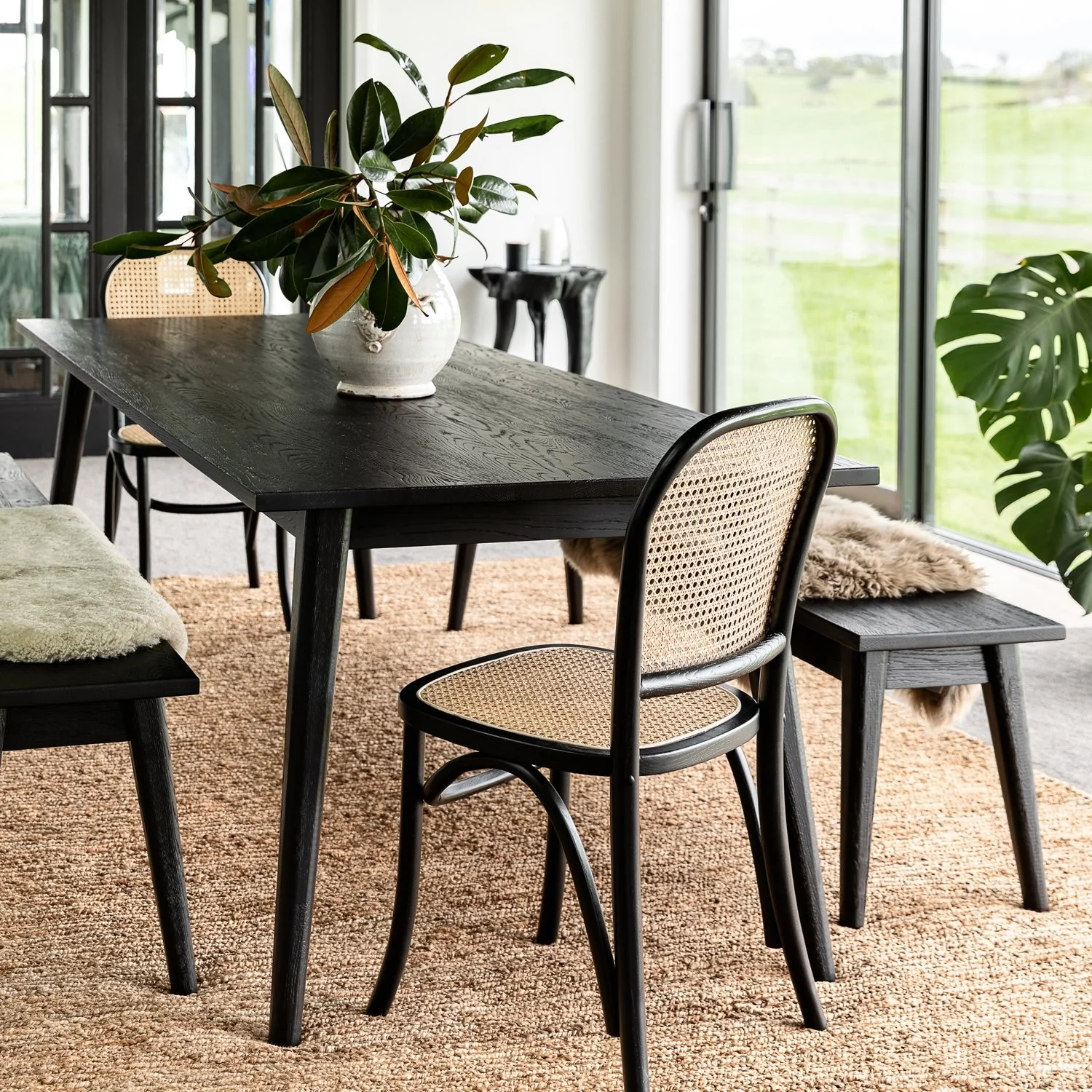 Vaasa Oak Dining Table - Matt Black - Image 2