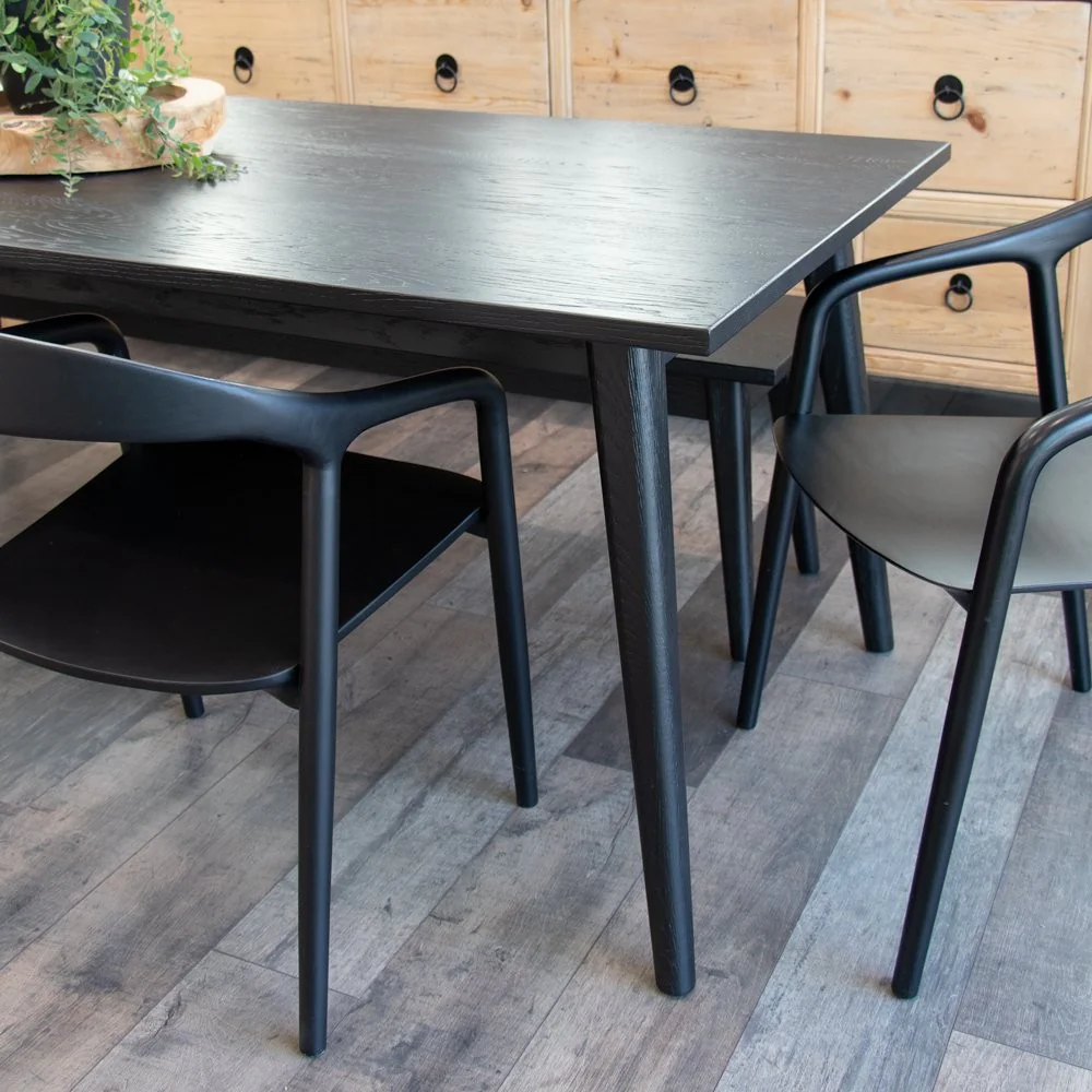 Vaasa Oak Dining Table - Matt Black - Image 4